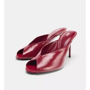 Zara Burgundy Peep-Toe Heels